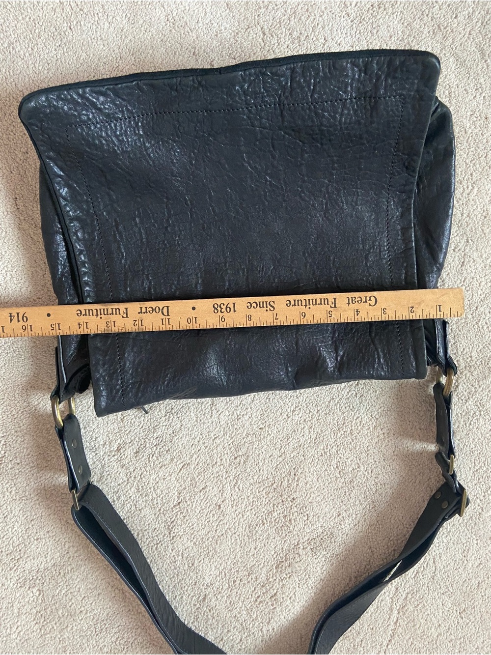 Beautiful Vintage Black Leather Large Italian Messenger Bag Gianni Notaro - Picture 7 of 14